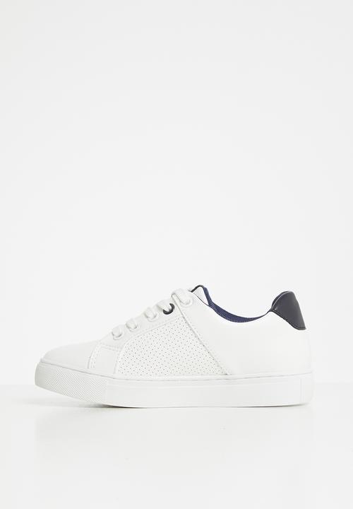 POLO - Boys sebastian pin punch lace up sneaker - white