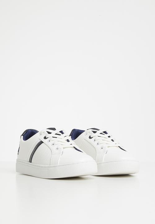 POLO - Boys sebastian pin punch lace up sneaker - white
