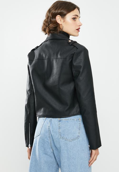 Missguided - Ultimate boxy biker jacket - black