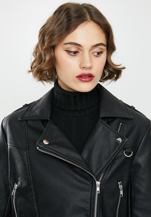 Missguided - Ultimate boxy biker jacket - black