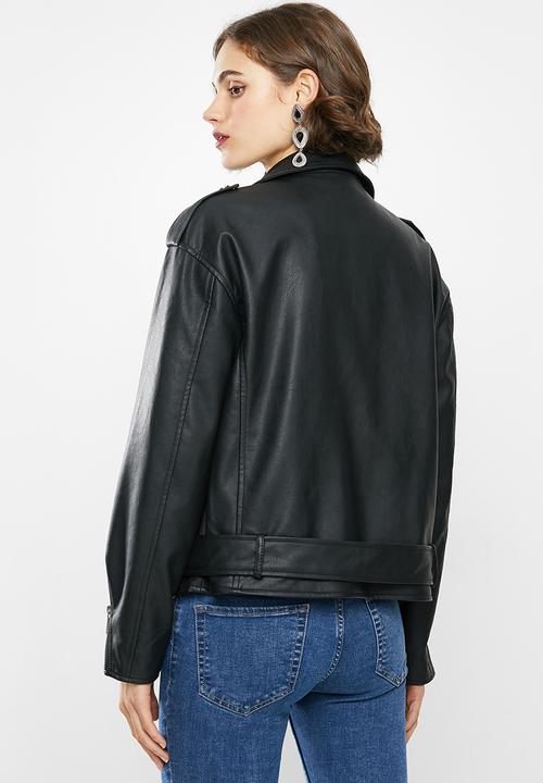 Missguided - Boyfriend biker jacket - black