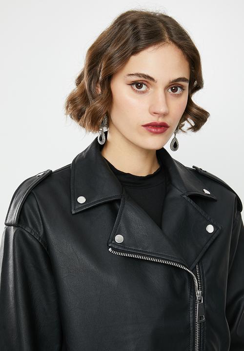 Missguided - Boyfriend biker jacket - black