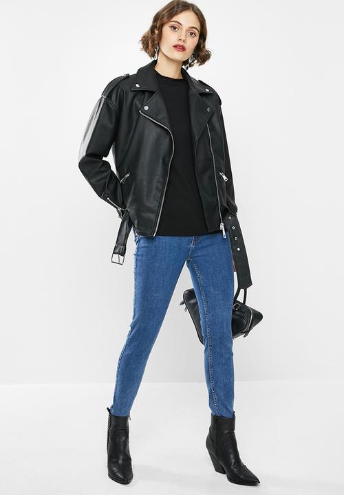 Missguided - Boyfriend biker jacket - black