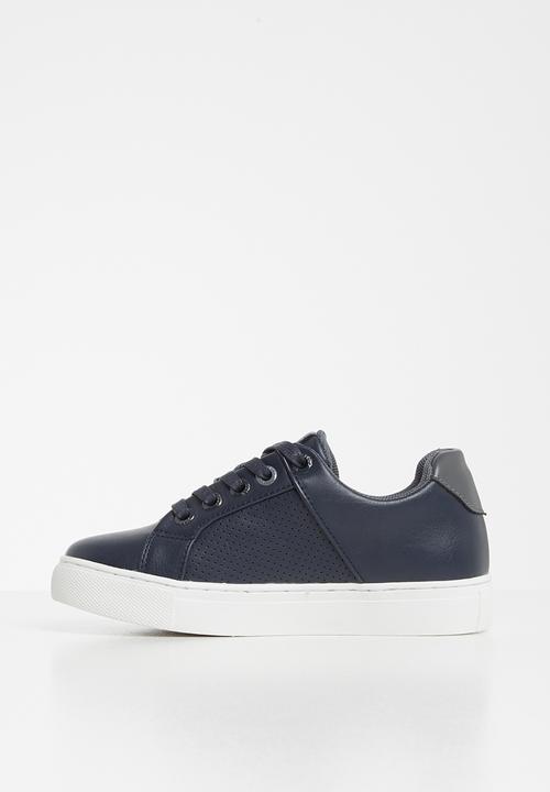 POLO - Boys sebastian pin punch lace up sneaker - navy