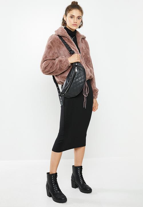 Missguided - Faux fur bomber jacket - mauve