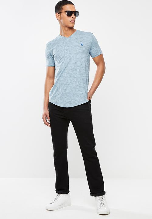 POLO - Oliver v neck space dye - blue