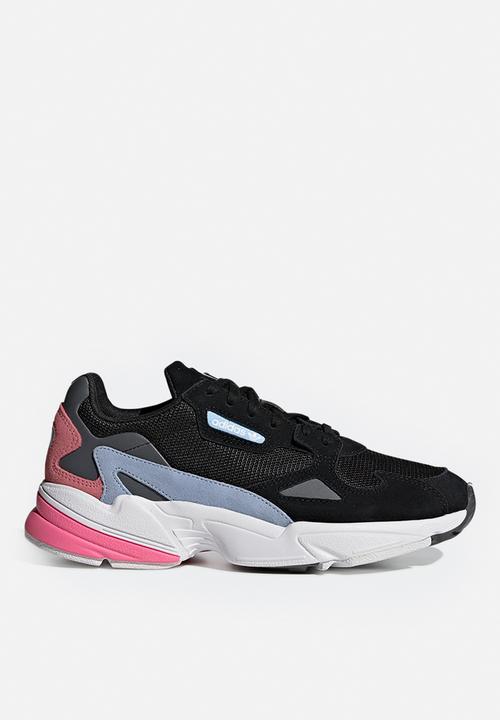 adidas falcon black white blue