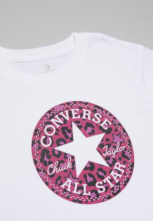 Converse - Converse girls chuck patch leopard elong - white