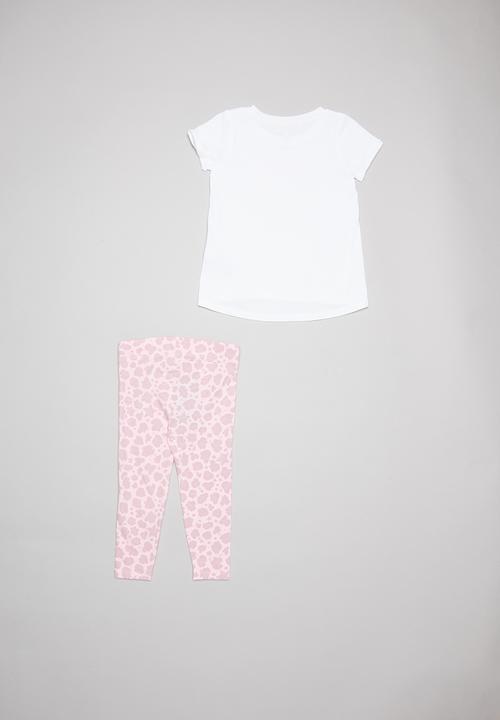 Converse - Converse leopard  legging set & peplum - pink & white 