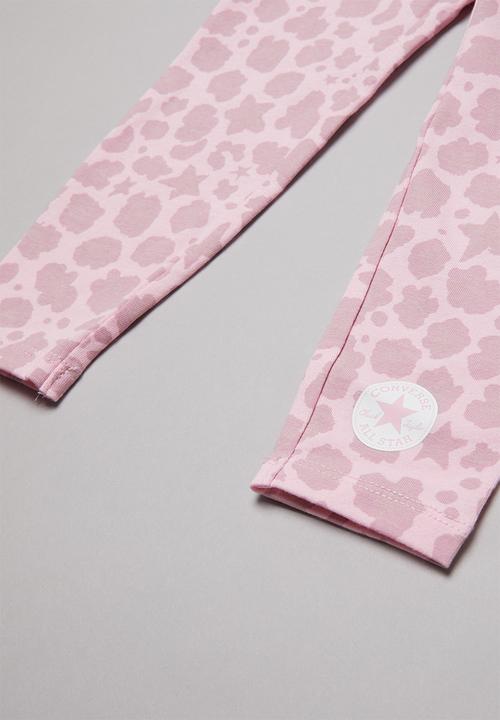 Converse - Converse leopard  legging set & peplum - pink & white 