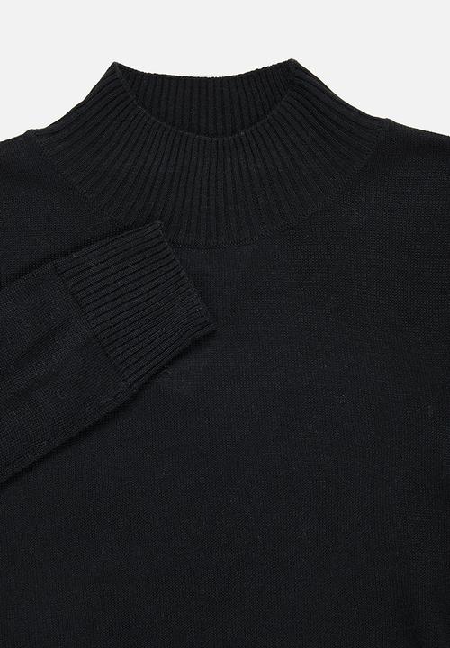 edit - Basic knit poloneck - black