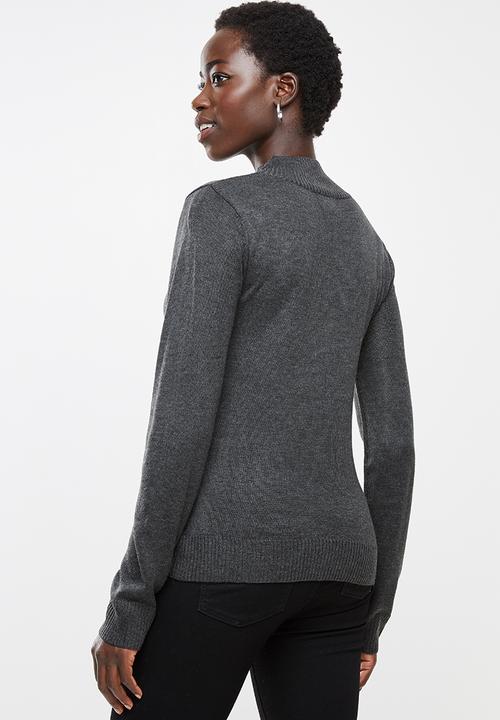 edit - Basic knit polo-neck - grey