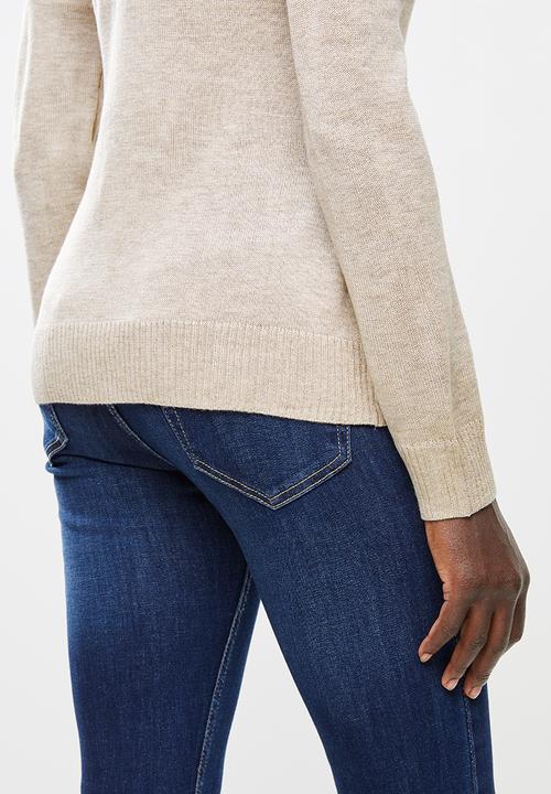 edit - Basic knit polo-neck - beige