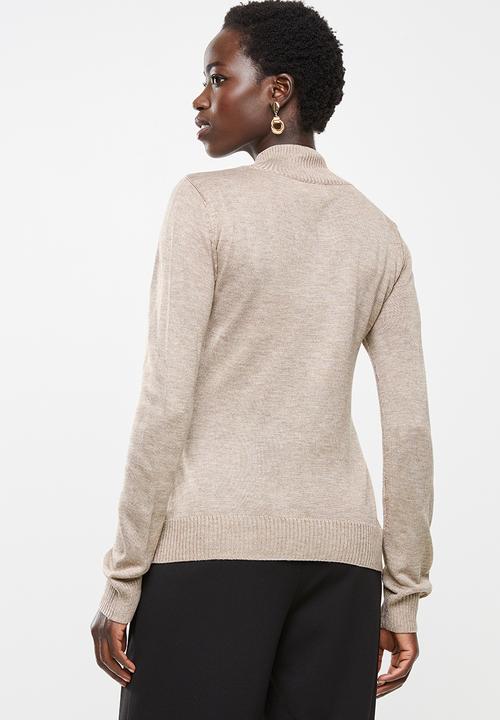 edit - Basic knit polo-neck - taupe
