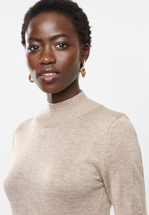 edit - Basic knit polo-neck - taupe