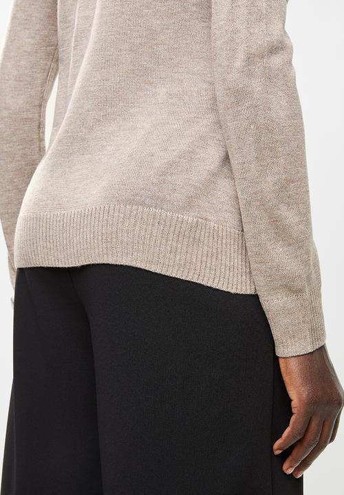 edit - Basic knit polo-neck - taupe