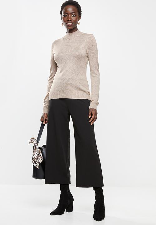 edit - Basic knit polo-neck - taupe
