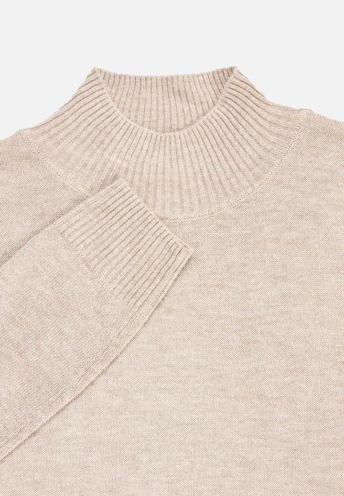 edit - Basic knit polo-neck - taupe