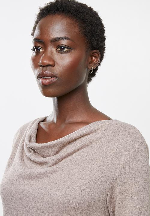 edit - Cowl neck cut & sew top - pink