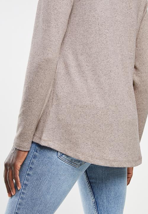 edit - Cowl neck cut & sew top - pink