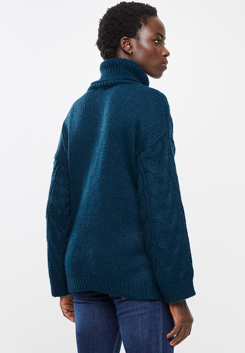 edit - Chunky cabled jumper - navy