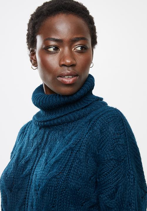 edit - Chunky cabled jumper - navy