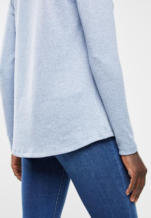edit - Cowl neck cut & sew top - blue