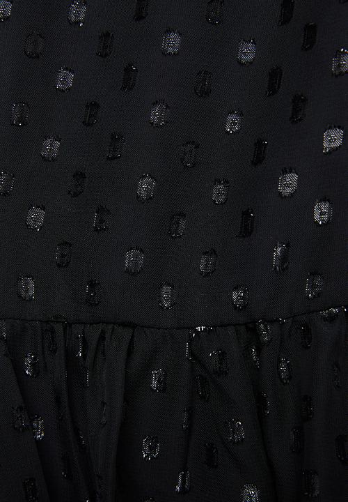 edit - Metallic dobby tiered dress - black