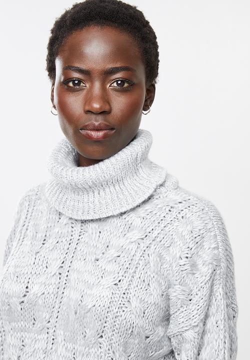 edit - Chunky cabled jumper - grey melange