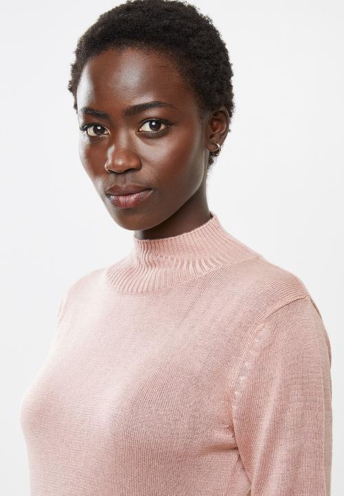 edit - Basic knit poloneck - dusty pink