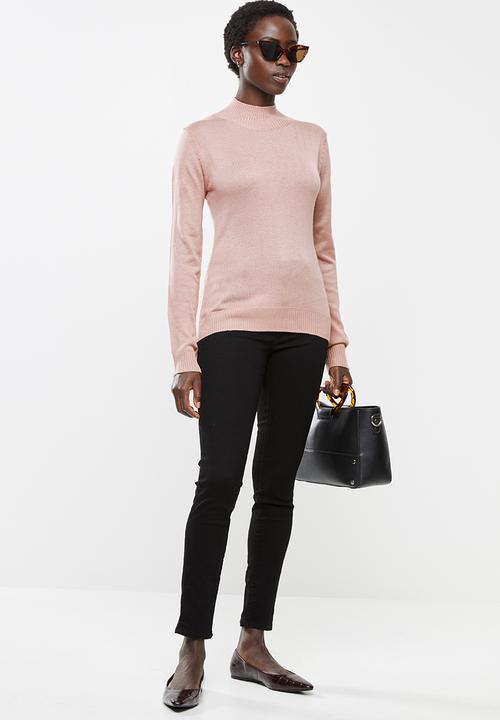 edit - Basic knit poloneck - dusty pink