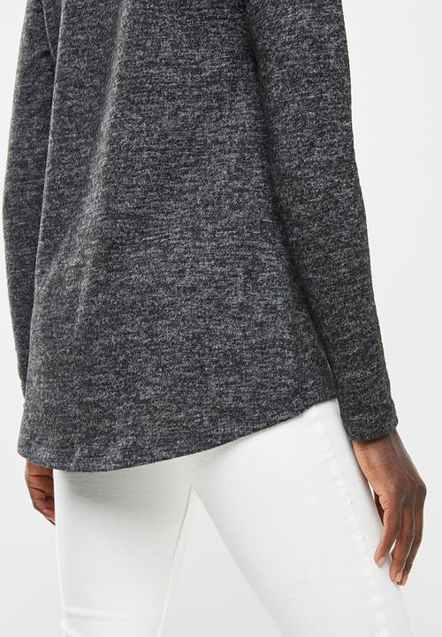 edit - Cowl neck cut & sew top - charcoal