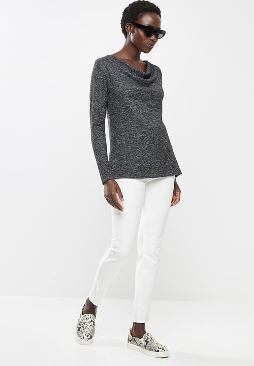 edit - Cowl neck cut & sew top - charcoal