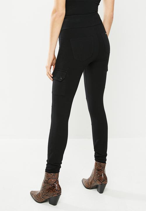 SISSY BOY - Snap back high rise knit cargo - black