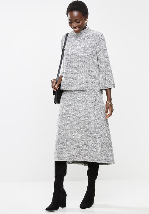 edit - Textured aline skirt - grey