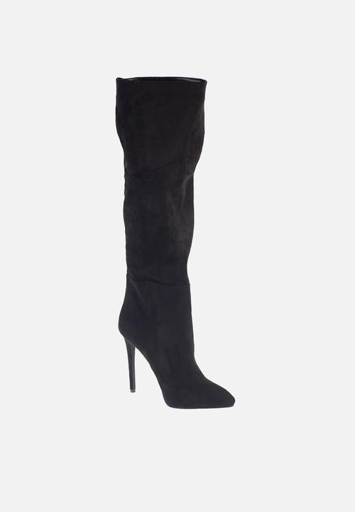 SISSY BOY - Buttoned up long boot with button detail - black