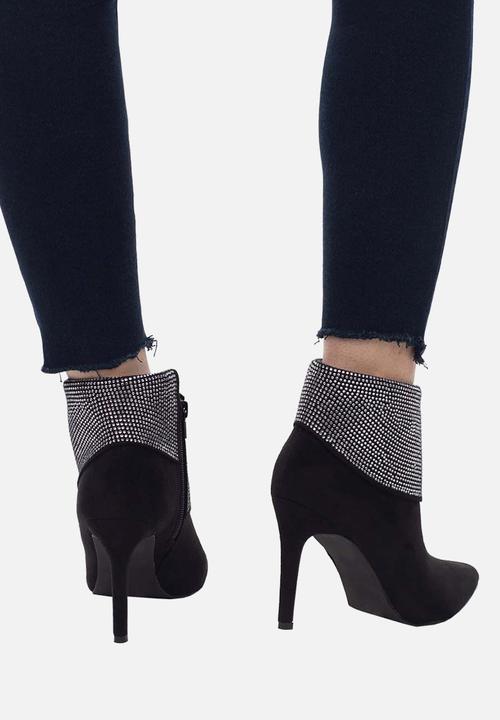 SISSY BOY - Blinging around ankle boot with bling flap - black