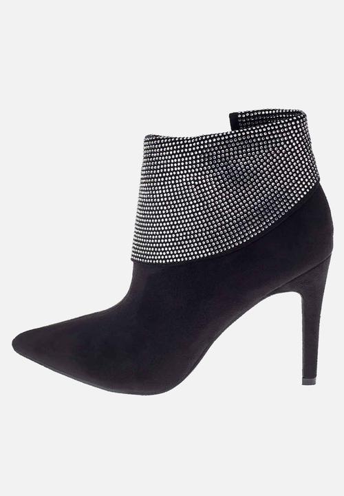 SISSY BOY - Blinging around ankle boot with bling flap - black