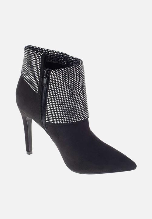 SISSY BOY - Blinging around ankle boot with bling flap - black