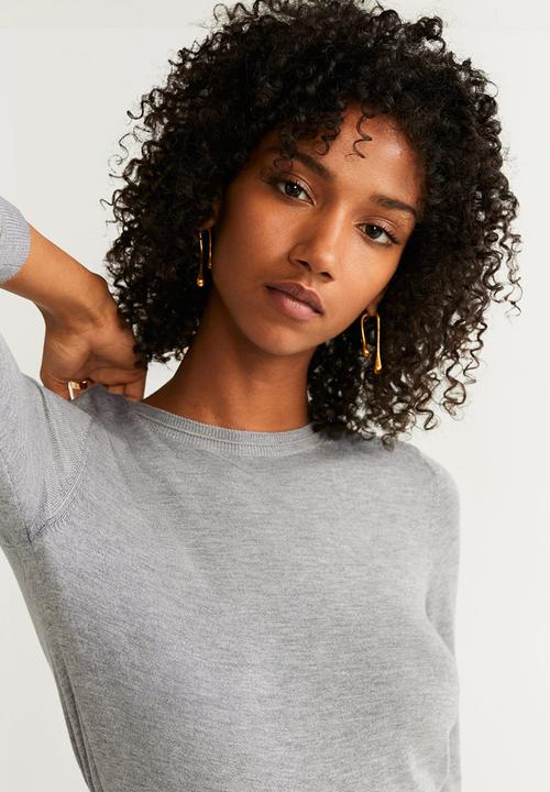 MANGO - Round neck jersey - grey