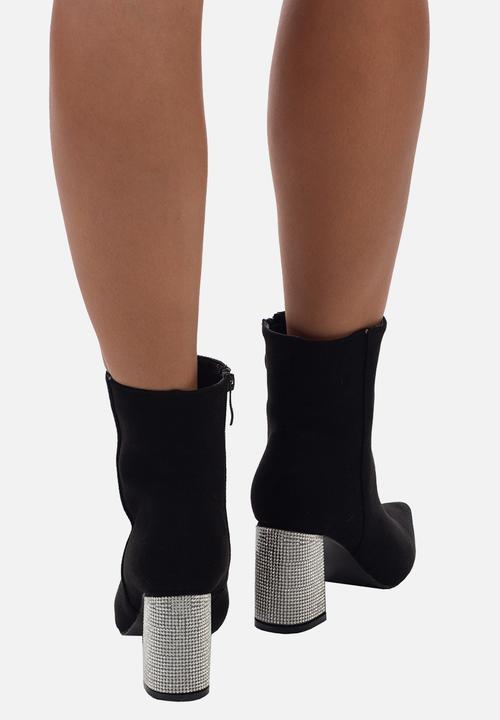 SISSY BOY - Blinged up ankle boot with bling block heel  - black