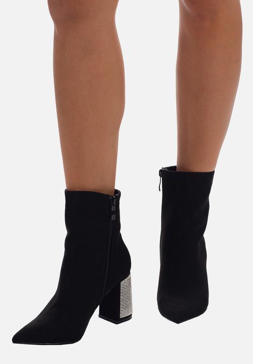 SISSY BOY - Blinged up ankle boot with bling block heel  - black