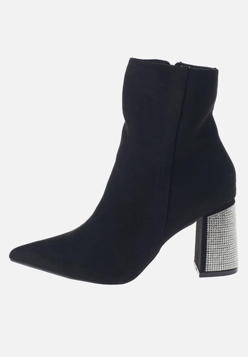 SISSY BOY - Blinged up ankle boot with bling block heel  - black