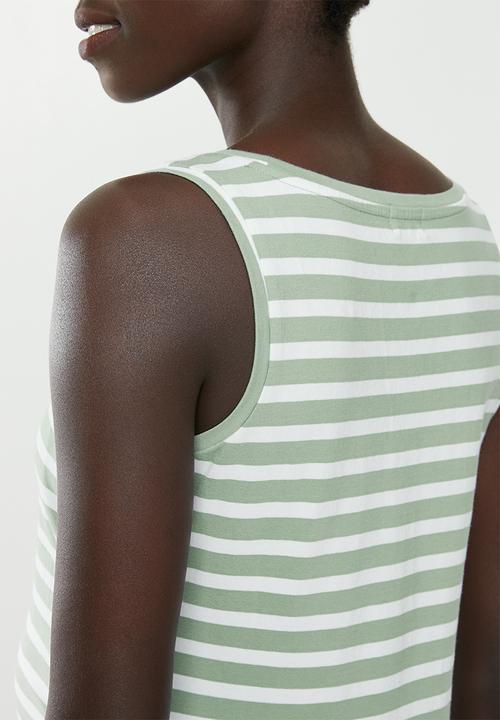 Cotton On - Maternity everyday gathered side tank serena stries - green & white