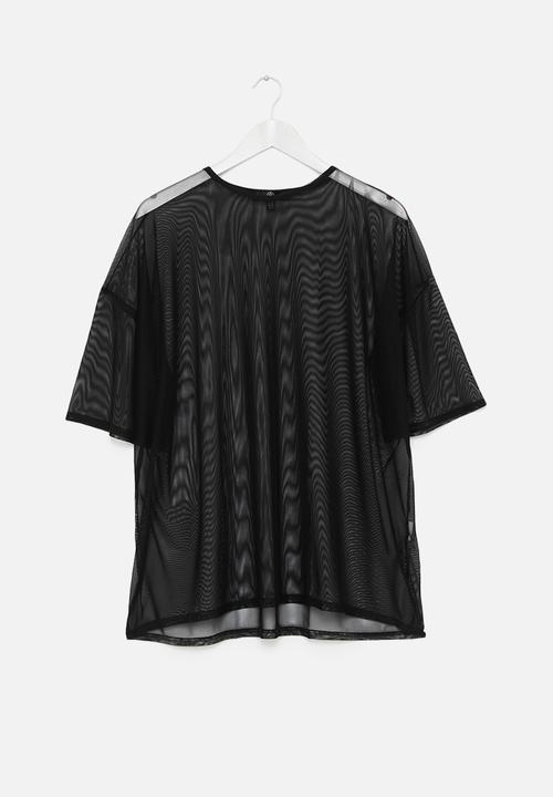 Missguided - Plus size black mesh oversized T-shirt - black