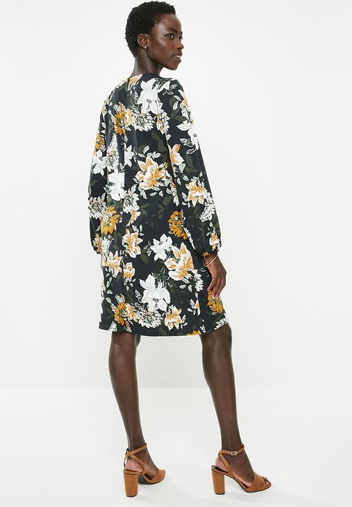edit - Trim detail swing dress - multi