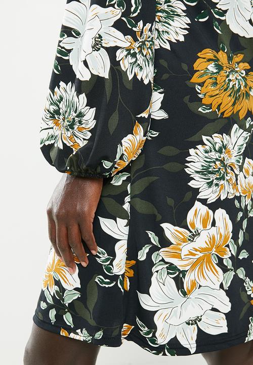edit - Trim detail swing dress - multi