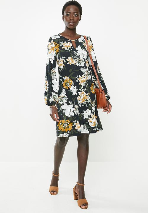 edit - Trim detail swing dress - multi