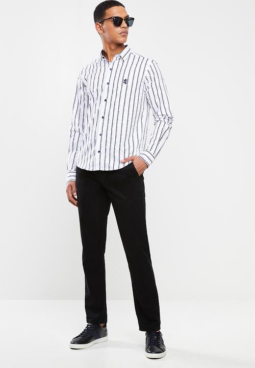 Pringle of Scotland - Karter long sleeve styled  shirt - white & navy