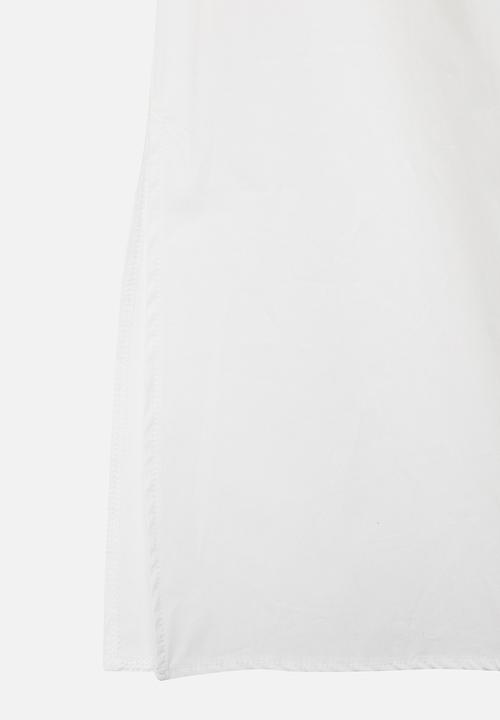 Missguided - Petite poplin self-belt midi dress - white